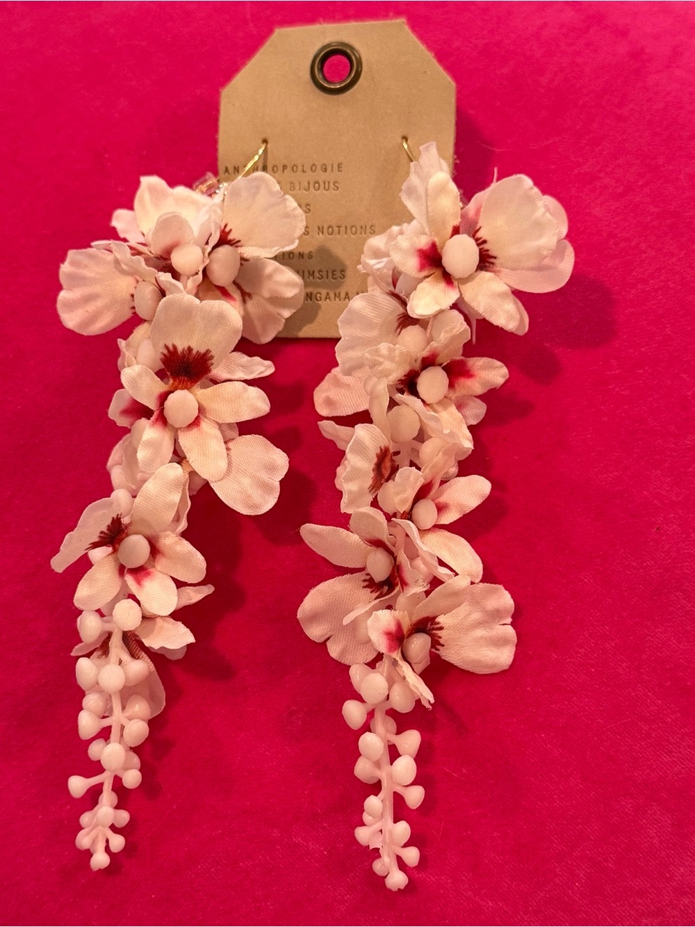 Anthropologie Blush Pink Floral Cascade Earrings NWT